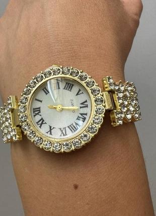 Жіночий кварцовий годинник quartz на металевому ремінці, золотистий |швидка доставка|