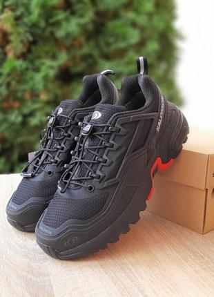Чоловічі якісні та стильні кросівки для хлопчиків salomon acs + ft чорні з червоним
