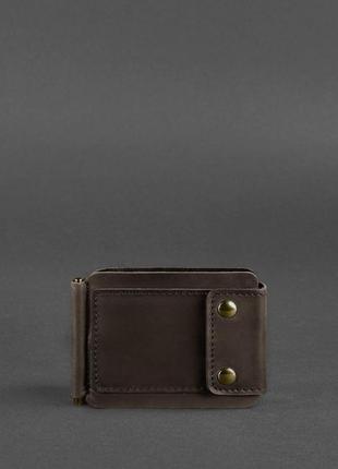 Чоловіче шкіряне портмоне темно-коричневе 10.0 затиск для грошей crazy horse