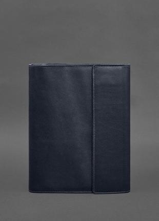 Шкіряна папка для документів "сімейна" а4 на сегрегаторі з файлами темно-синя