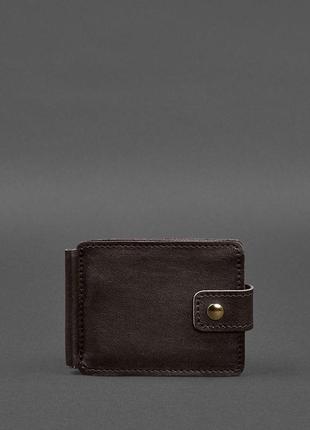 Шкіряне портмоне 13.1 затискач з хлястиком темно-коричневий краст