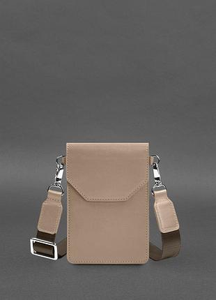 Шкіряна сумка-чохол для телефону maxi світло-бежевий