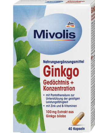 Комплекс для покращення концентрації та пам'яті гінкго білоба mivolis ginkgo gedächtnis + konzentrat