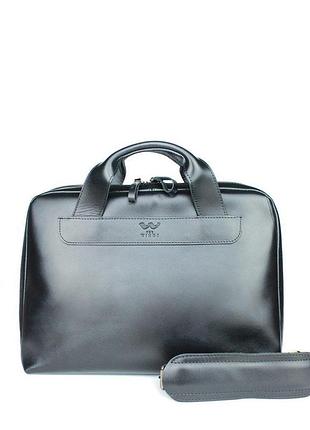 Шкіряна ділова сумка attache briefcase чорний