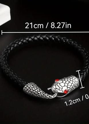 Мужской панк-браслет в форме змеи с красными глазами браслет из искусственной кожи...