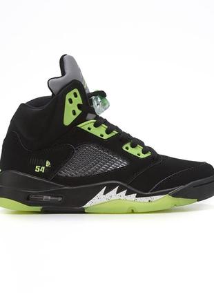 Мужские кроссовки nike air jordan 5 retro quai 54 black green v / smb