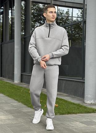 Зимовий чоловічий костюм pobedov grand сталевого кольору