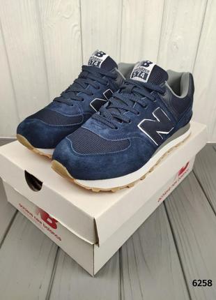 Кроссовки new balance 574 navy blue синие замша