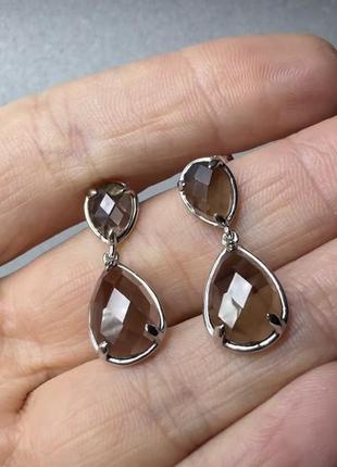 Серебряные серьги раух топаз
