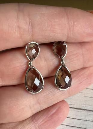 Серебряные серьги раух топаз5 фото