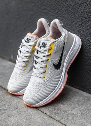 Чоловічі літні кросівки в стилі nike zoom grey orange найк зум сірі з оранжевим текстиль сітка весна-літо 40-441 фото