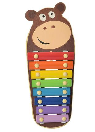 Детская игрушка ксилофон деревянный (бегемот) vi vi wood toy 35х15,5х4 см разноцветный cl0102666