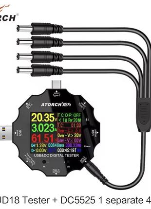 Uso тестер atorch ud18 dc 5.5 type-с bluetooth tester