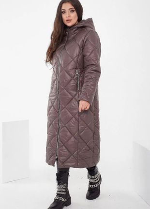 Зимняя женская куртка, пальто плащевка на синтепоне длинное батал 6 цветов  2plgu1070-256oве6 фото