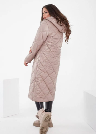 Зимняя женская куртка, пальто плащевка на синтепоне длинное батал 6 цветов  2plgu1070-256oве8 фото