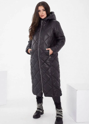 Зимняя женская куртка, пальто плащевка на синтепоне длинное батал 6 цветов  2plgu1070-256oве4 фото