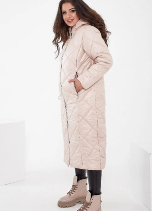 Зимняя женская куртка, пальто плащевка на синтепоне длинное батал 6 цветов  2plgu1070-256oве9 фото