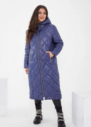 Зимняя женская куртка, пальто плащевка на синтепоне длинное батал 6 цветов  2plgu1070-256oве3 фото