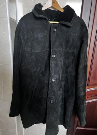 Дубленка мужская черная из натуральной овчины италия