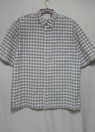 Новая рубашка бежевая в клетку ''columbia' 50-52р