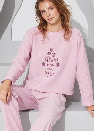 Тепла ніжно-рожева жіноча піжама| фліс
