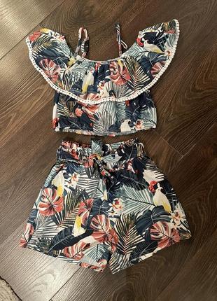 Яскравий літній костюм шорти топ shein p.134