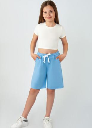 Шорты бермуды для девочек, подростковые спортивные широкие шорты удлиненные до колен4 фото