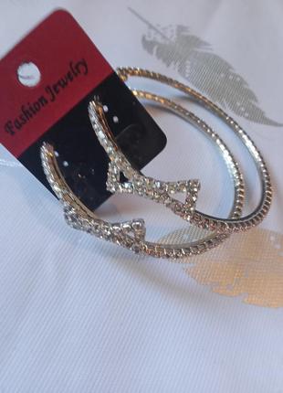 Сережки-кільця з бантами "fashion jewerly" 6 см