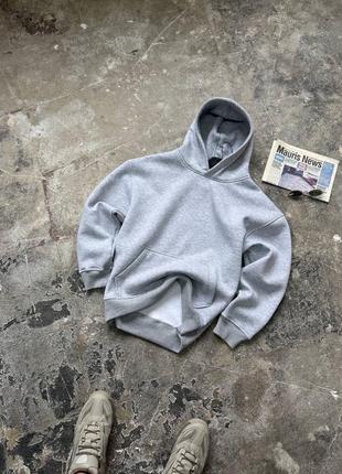 Оверсайз худі унісекс з начосом over сірий/меланж❄️
