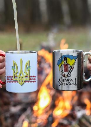 Кружка металева з карабіновою ручкою