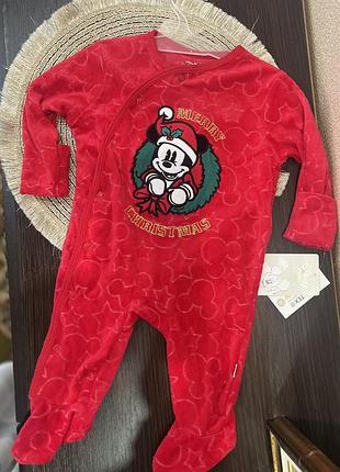 Новорічний різдвяний ромпер чоловічок 0-3 місяці primark