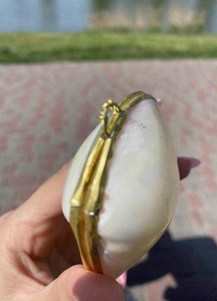 Шкатулка ракушка ракушка раковина белая розовая латунь обрамления для кольца кольца...