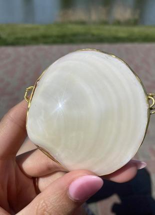 Шкатулка ракушка ракушка раковина белая розовая латунь обрамления для кольца кольца...
