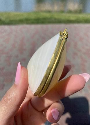 Шкатулка ракушка ракушка раковина белая розовая латунь обрамления для кольца кольца...