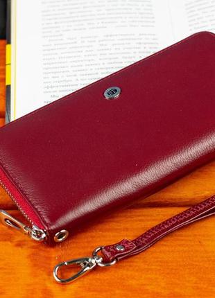 Кожаный кошелек 20х10х2,5 см st leather бордовый (2000002781202)8 фото