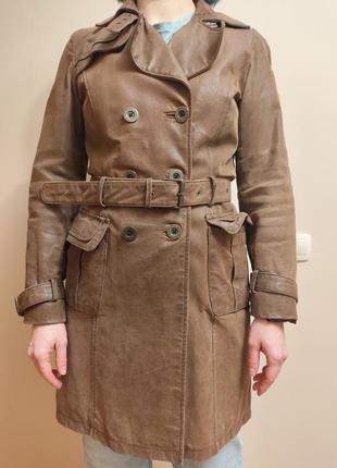 Пальто тренч кожаный
