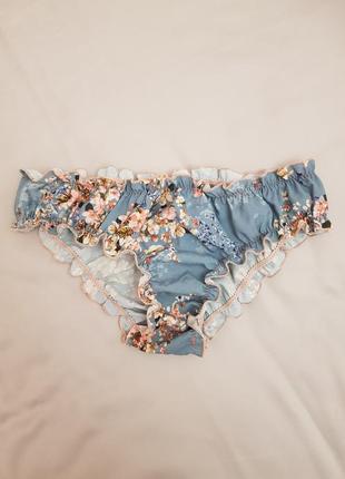 Сатиновые трусики в цветочный принт голубые wow panties зефирки