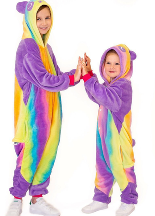 Пижама кигуруми детская панда радуга  розмір 100см .110 см. 120 см. 130 см. 140 см.