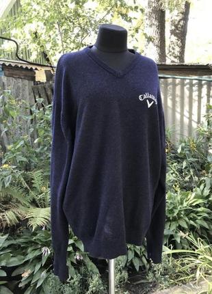 Callaway woolmark 100% вовняний светр, пуловер синій колір глибокий чоловічий l