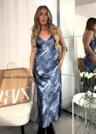 Сукня плаття сліп zara з джинсовим принтом жіноче максі8 фото