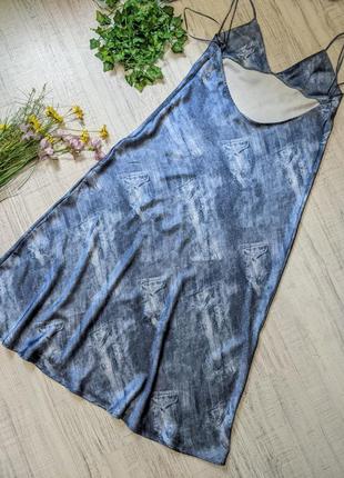 Сукня плаття сліп zara з джинсовим принтом жіноче максі3 фото