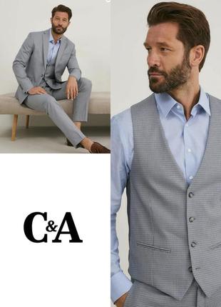 Стильний красивий чоловічий жилет із кишенями c&a slim fit stretch етикетка