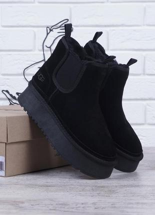 Уггі жіночі ugg neumel platform chelsea стиль замша на платформі