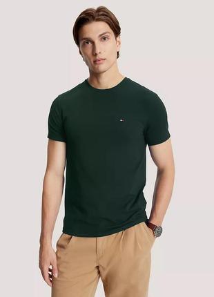 Футболка tommy hilfiger, чоловіча футболка tommy hilfiger , slim fit premium stretch t-shirt