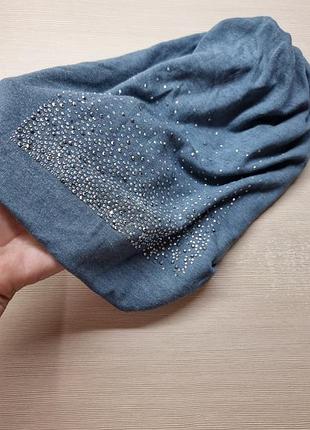 Шапка чулок со стразами серая