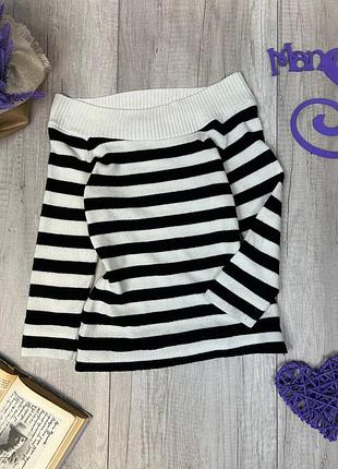 Женский свитшот jennyfer трикотажный чёрно белый в полоску размер s (44)