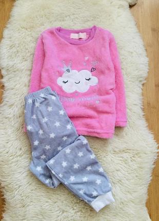 4-5 років, dream big флісова пухнаста піжама з хмаринкою. тепла, м"якенька, штанці з принтом зірочок