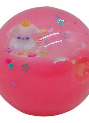 Мʼячик-стрибунець, прозорий, з рідиною (5,5 см), рожевий комбінований різнобарв'я