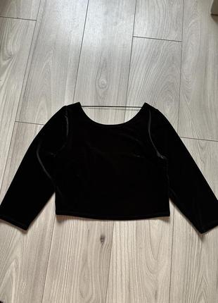 Топ велюровый бархатный черный лонгслив