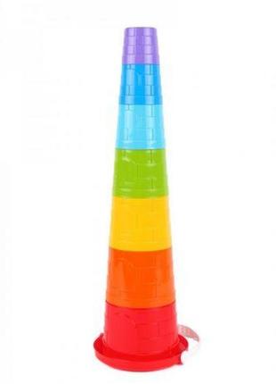 Пірамідка технок 7 елементів пластик різнобарвний